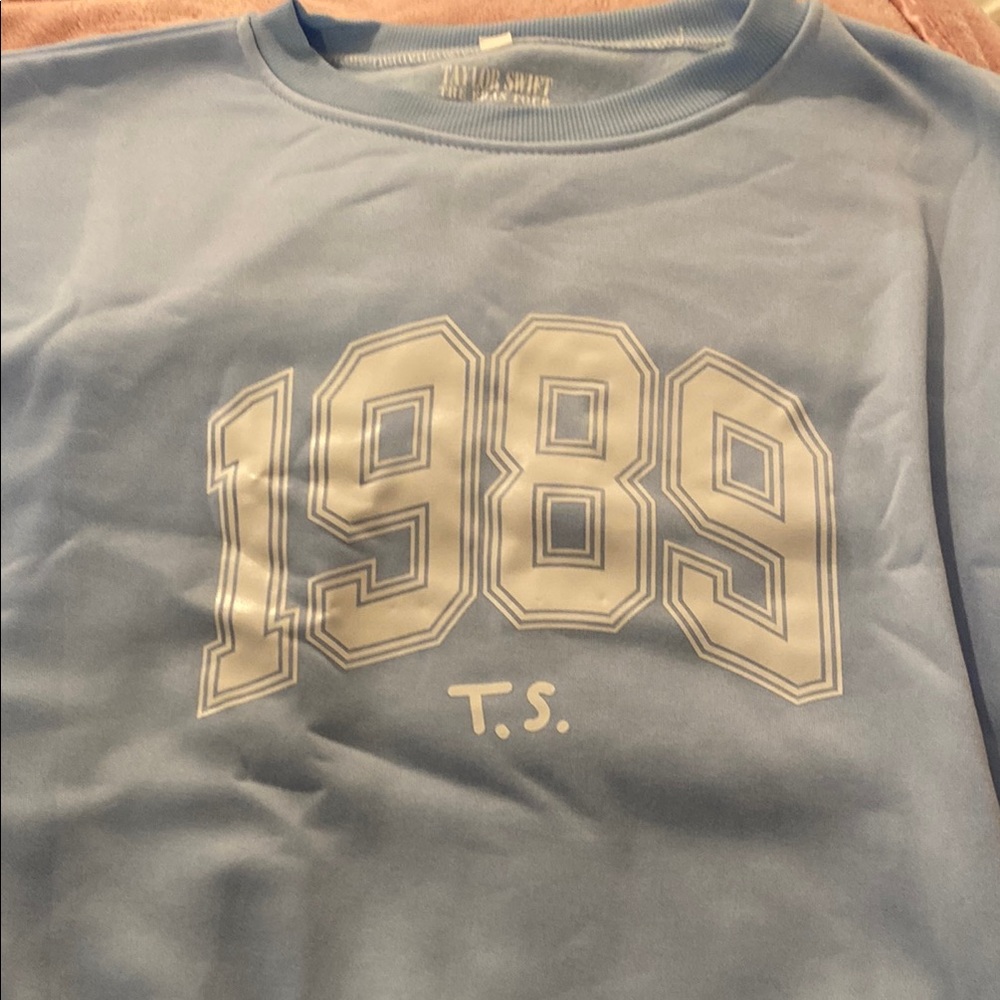 Blue and White Crew Neck Sweater